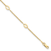 14K Polished Oval Links 9in Plus 1in ext. Anklet